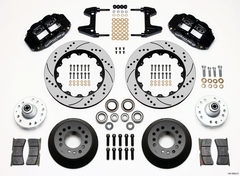 WIL Superlite Brake Kit - Wilwood Narrow Superlite 6R Front Hub Kit 14.00in Drilled 74-80 Pinto/Mustang II Disc Spindle only
