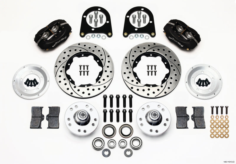 WIL Dynalite Brake Kit - Wilwood Forged Dynalite Front Kit 11.00in Drilled 37-48 Ford Psgr. Car Spindle