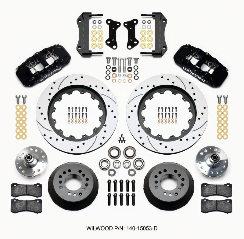 WIL Aero Brake Kit - Wilwood AERO6 Front Hub Kit 15.00 Drilled 67-69 Camaro 64-72 Nova Chevelle