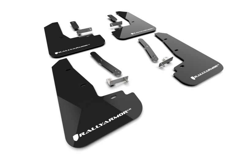 RAL Classic Blk Flap/Wht Logo - Rally Armor 25-26 Kia EV6 Base Light/GT/GT-Line Black Mud Flap - White Logo
