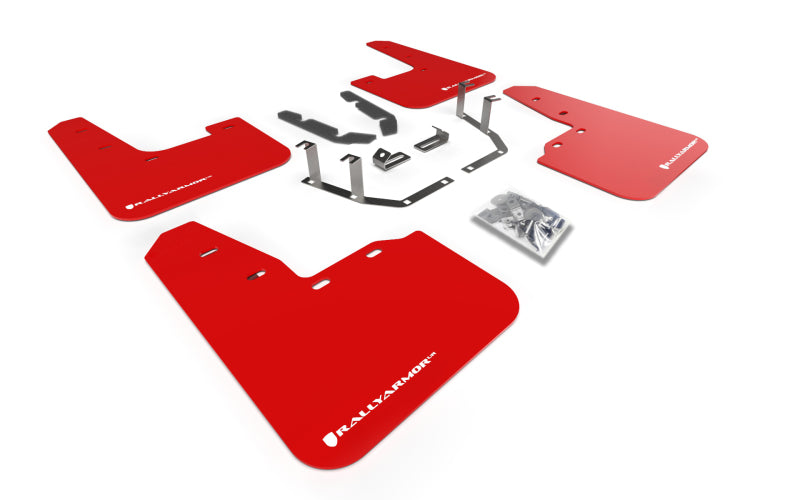 RAL UR Red Flap/Wht Logo - Rally Armor 18-23 Ford Fiesta ST MK8 Red UR Mud Flap w/White Logo