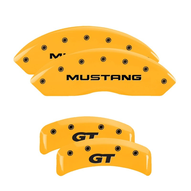 MGP Caliper Covers 4 Logo - MGP 4 Caliper Covers Engraved Front Mustang Rear Sn95/Gt Yellow Finish Black Char 2001 Ford Mustang