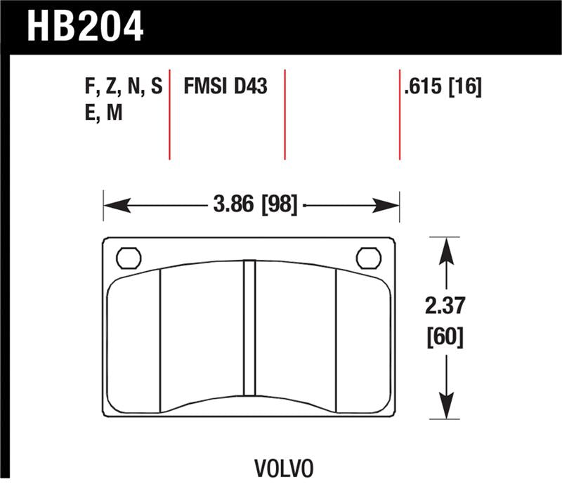 HAWK Black Brake Pad Sets - Hawk Volvo 142/145/164/240/242/244/245/262/265/1800 Black Race Brake Pads
