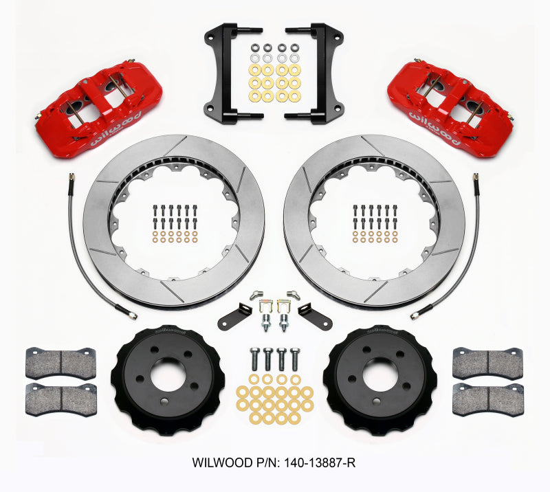 WIL Aero Brake Kit - Wilwood AERO6 Front Hat Kit 15.00 Red 15-23 Mustang w/Lines