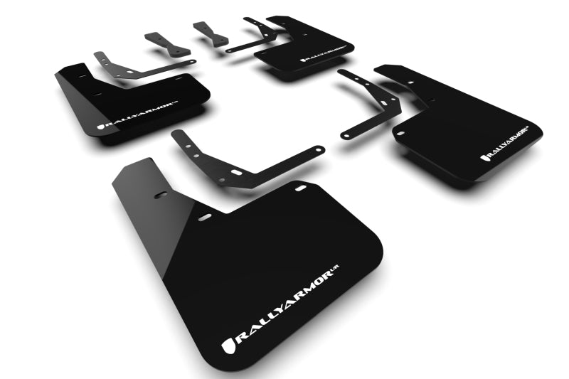 RAL UR Blk Flap/Wht Logo - Rally Armor 24-25 Hyundai Kona N Line Black UR Mud Flap - White Logo
