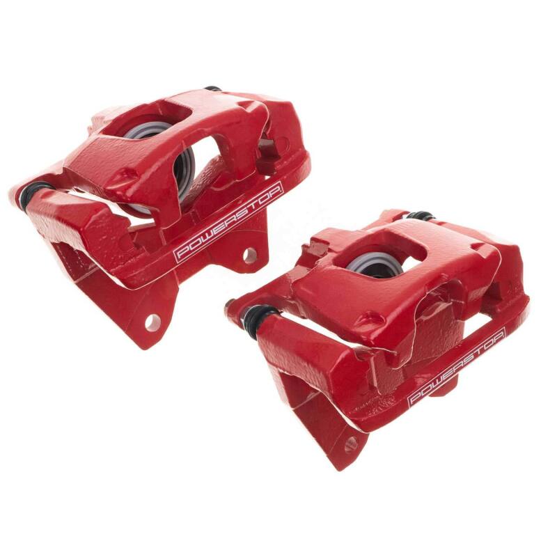 PSB Red Calipers - Power Stop 07-18 Jeep Wrangler JK Rear Red Caliper Pair w/Bracket