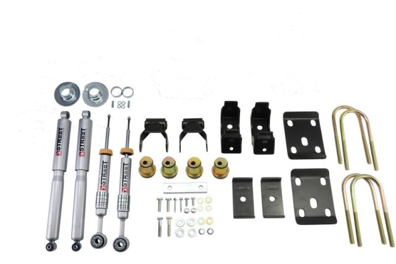 BT Lower Kit w SP Shocks - Belltech LOWERING KIT 14 Chev/GM Silverado/Sierra Std Cabs 2WD 0in to -4in Front/7in Rear with Shock