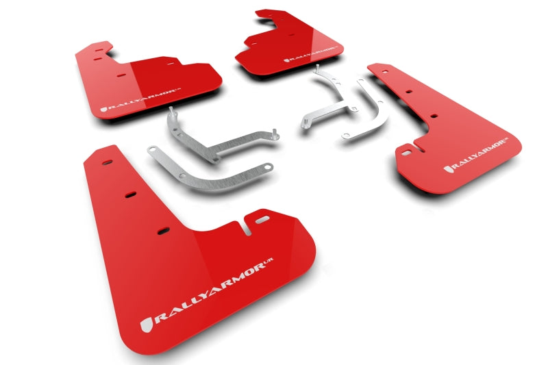 RAL UR Red Flap/Wht Logo - Rally Armor 24-26 Subaru Impreza Red UR Mud Flap w/ White Logo