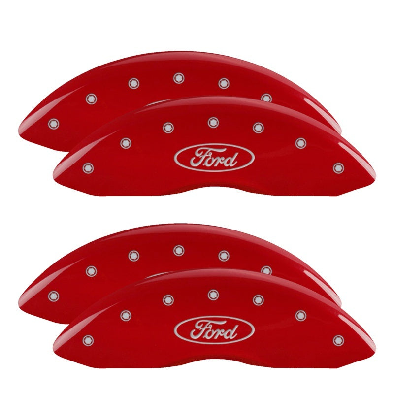 MGP Caliper Covers 4 Logo - MGP 4 Caliper Covers Engraved Front & Rear Oval logo/Ford Red finish silver ch