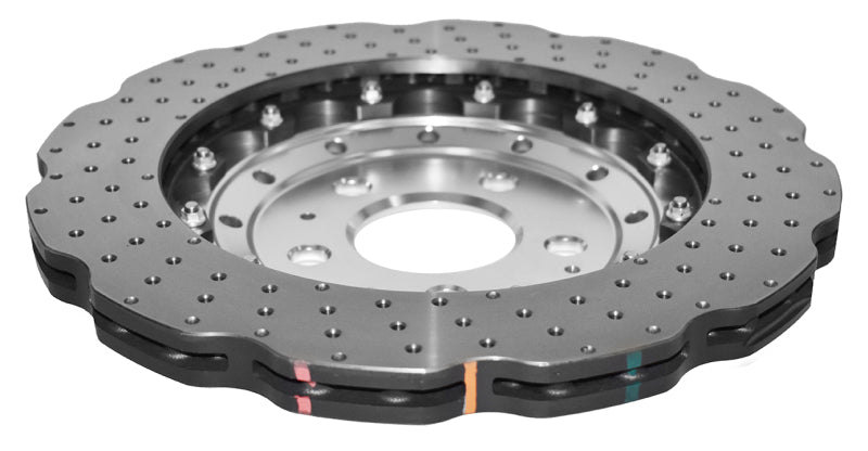 DBA 5000 Series Drilled Rotors - DBA 13-16 Audi RS5 (w/Scalloped edge Iron Discs) Rear 5000 Series Drilled Wavy Rotor w/Silver Hat