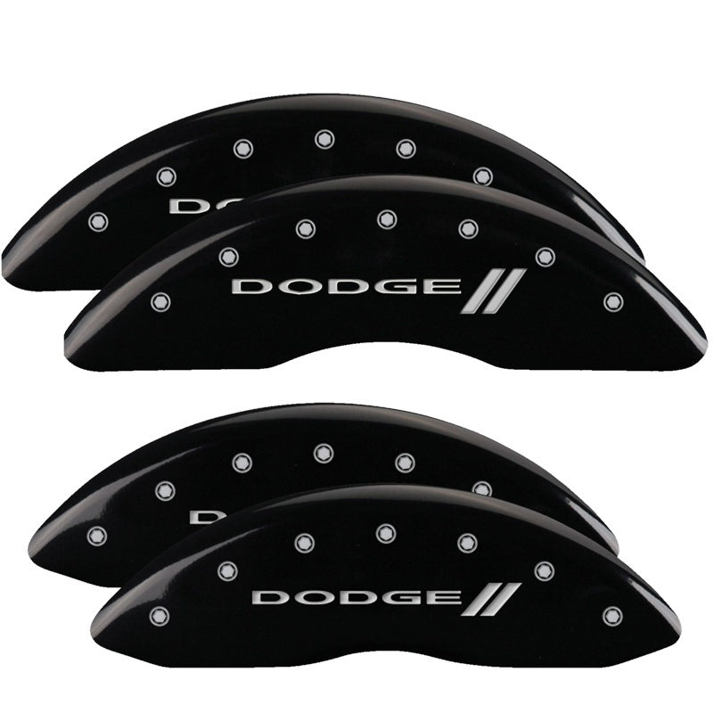 MGP Caliper Covers 4 Logo - MGP 4 Caliper Covers Engraved Front & Rear With stripes/Dodge Black finish silver ch