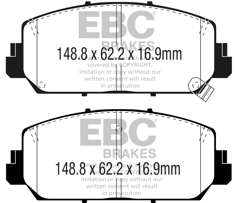 EBC Yellowstuff Brake Pad Sets - EBC 16+ Acura ILX 2.4 Yellowstuff Front Brake Pads