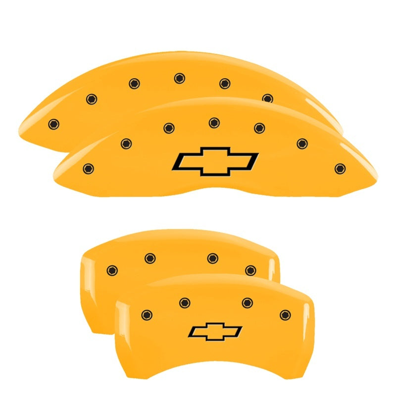 MGP Caliper Covers 4 Logo - MGP 4 Caliper Covers Engraved Front & Rear Bowtie Yellow finish black ch