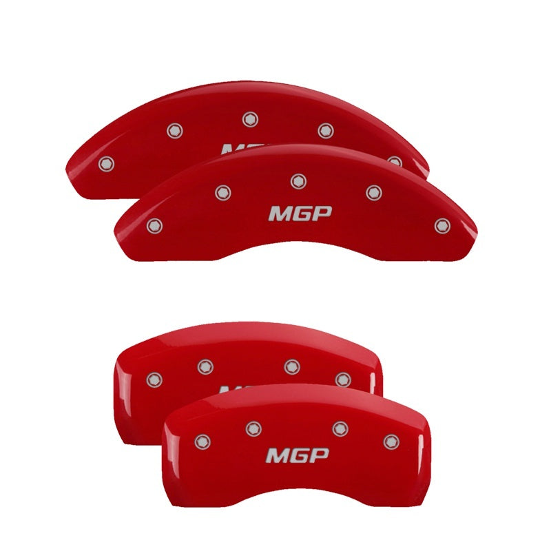 MGP Caliper Covers 4 Standard - MGP 4 Caliper Covers Engraved Front & Rear MGP Red Finish Silver Characters for 19-20 Toyota Camry