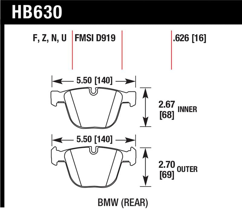 HAWK HPS Brake Pad Sets - Hawk 02-11 BMW (Various) HPS Street Rear Brake Pads