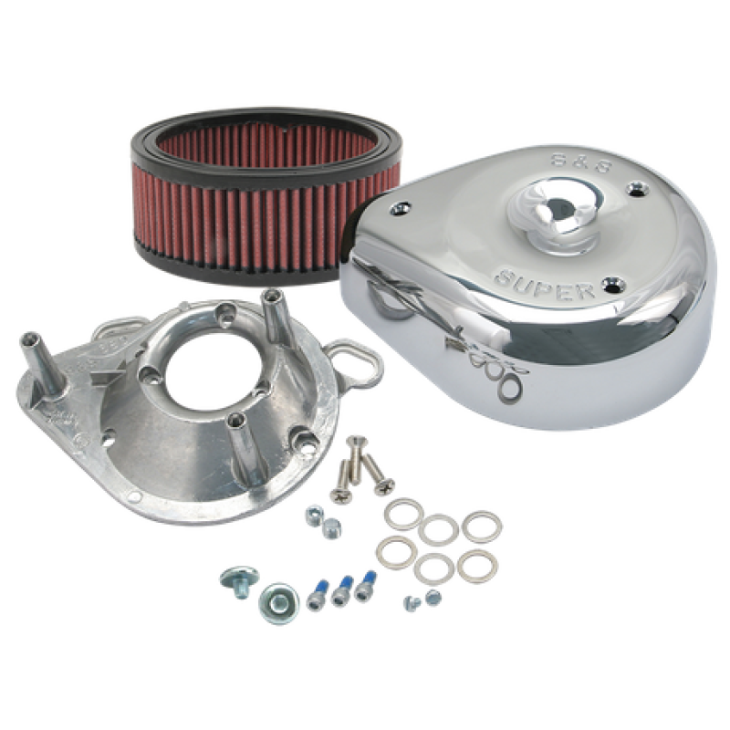 SSC Air Cleaner Kits - S&S Cycle 95-16 BT w/ S&S Single Bore TB Teardrop Air Cleaner Kit Chrome Cover