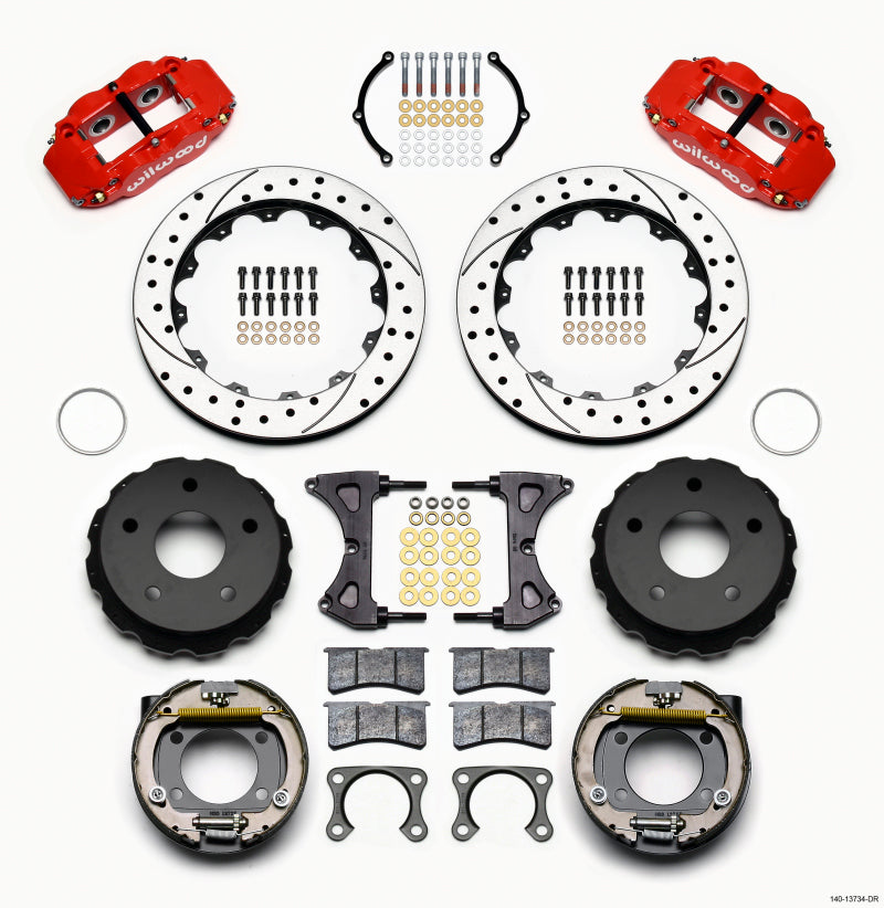 WIL Superlite Brake Kit - Wilwood Narrow Superlite 4R Rear P-Brk Kit 12.88in Drilled Red Big Ford 2.00in Off Bronco 5 x 5.50