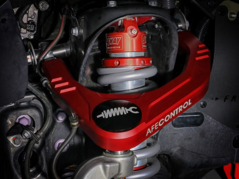 AFE Control Arms - aFe Control 05-23 Toyota Tacoma Upper Control Arms - Red Anodized Billet Aluminum