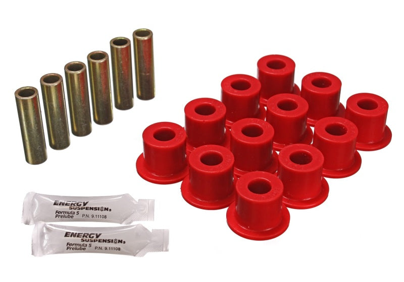 ES Spring/Shackle Bush - Red - Energy Suspension 72-81 Scout II Red Front & Rear Leaf Spring Bushing Set
