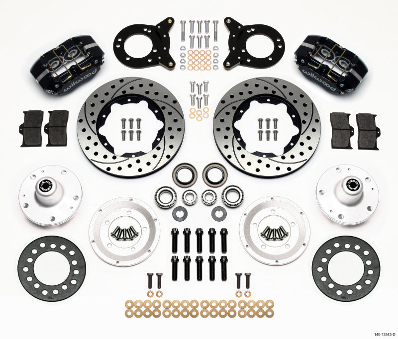 WIL Dynapro Brake Kit - Wilwood Dynapro Dust-Boot Front Kit 11.00in Drilled 1965-1969 Mustang Disc & Drum Spindle