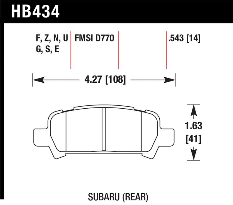 HAWK DTC-60 Brake Pad Sets - Hawk Subaru Baja/Forester/Impreza/Legacy DTC-60 Race Rear Brake Pads