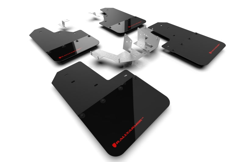 RAL Hybrid Blk Flap/Red - Rally Armor 21-25 Ford Bronco (Plstc Bmpr - NO Rptr/Sprt - NO RR/RB) Blk Mud Flap w/Red Logo