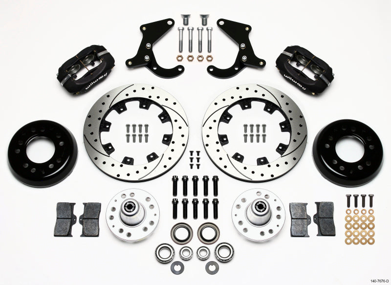 WIL Dynalite Brake Kit - Wilwood Forged Dynalite Front Kit 12.19in Drilled 55-57 Chevy